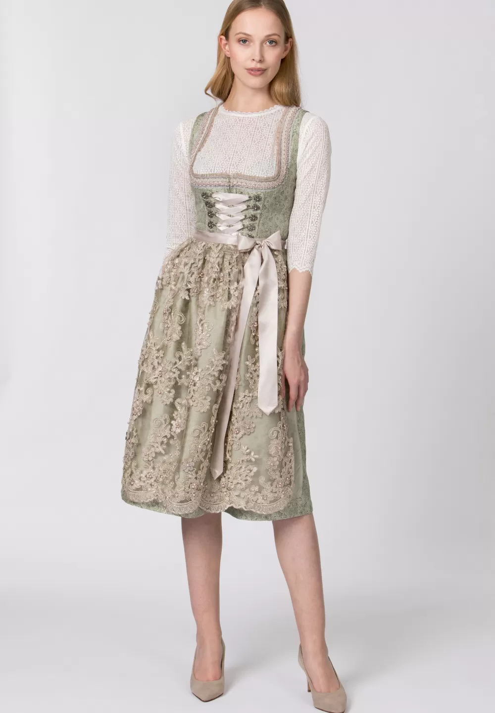 Stockerpoint Dirndl Daniela | 36*Damen Lange Dirndl 70-96 cm | Midi Dirndl 60-65 cm